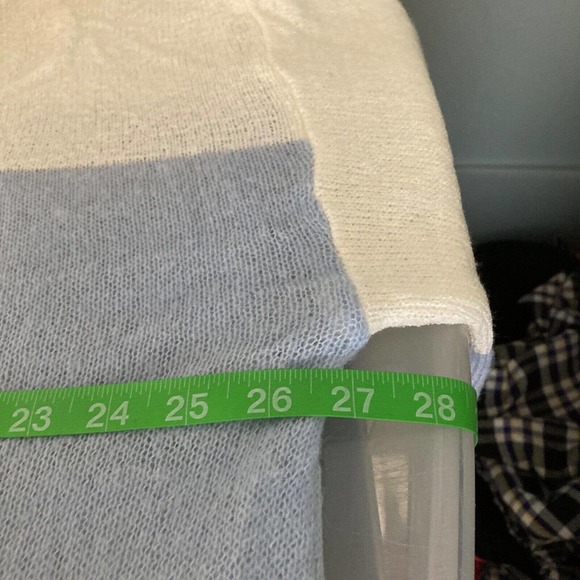 Davi & Dani Sweater Womens Sz M Ivory Blue Colorblock Long Sleeve Boat Neck - Picture 6 of 8